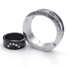 In Elkaar Grijpende Cirkels Titanium Koppelhanger Ketting (Gratis Ketting) (Één Paar)