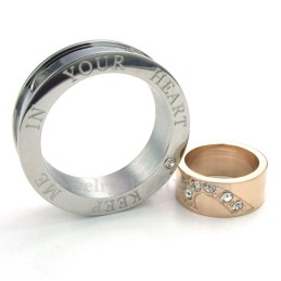 In Elkaar Grijpende Cirkels Titanium Koppelhanger Ketting (Gratis Ketting) (Één Paar)