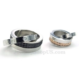 Titanium Lovers In Elkaar Grijpende Cirkels Hanger Ketting (Gratis Ketting) (Één Paar)