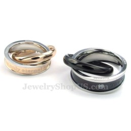 Dubbele Cirkels Titanium Koppelhanger Ketting (Gratis Ketting) (Één Paar)