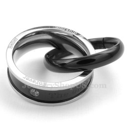 Dubbele Cirkels Titanium Koppelhanger Ketting (Gratis Ketting) (Één Paar)