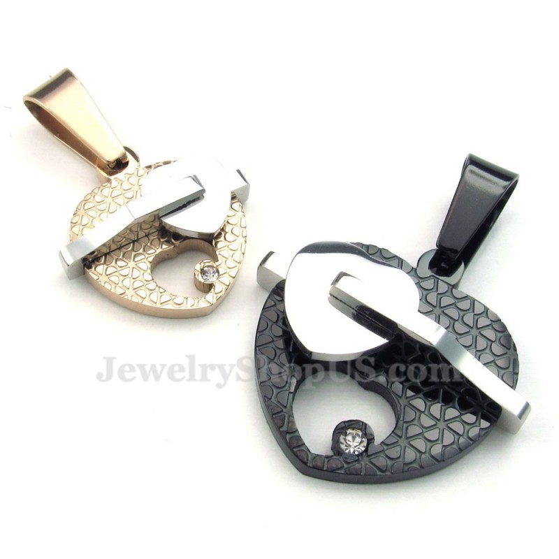 Titanium Dubbele Harten Hanger Ketting (Gratis Ketting)