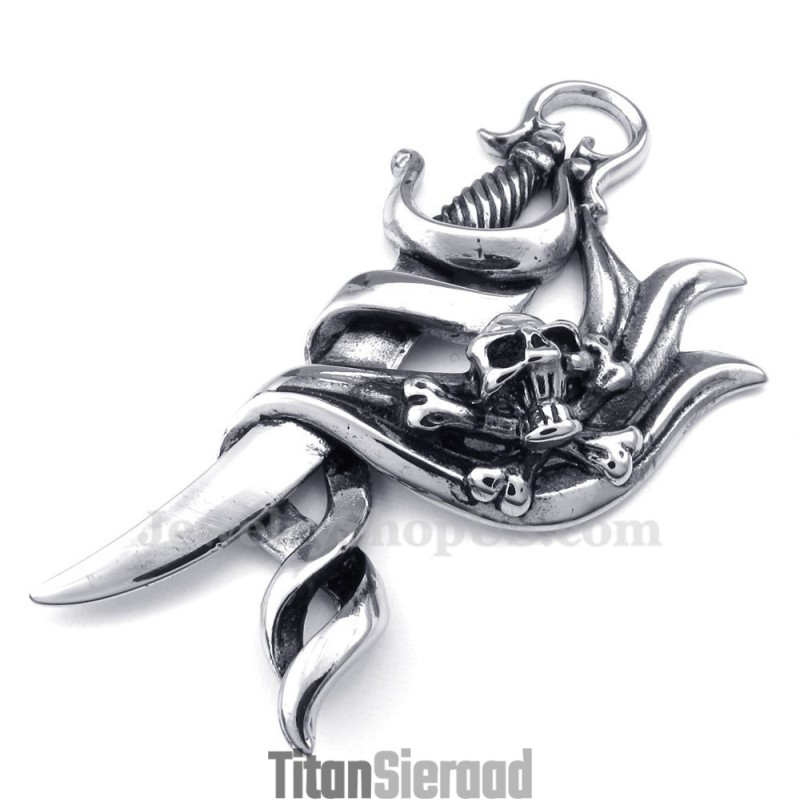 Schedel Titanium Mes Hanger Ketting (Gratis Ketting)