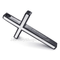 Eenvoudige Zwart-Witte Titanium Kruishangerketting (Gratis Ketting)