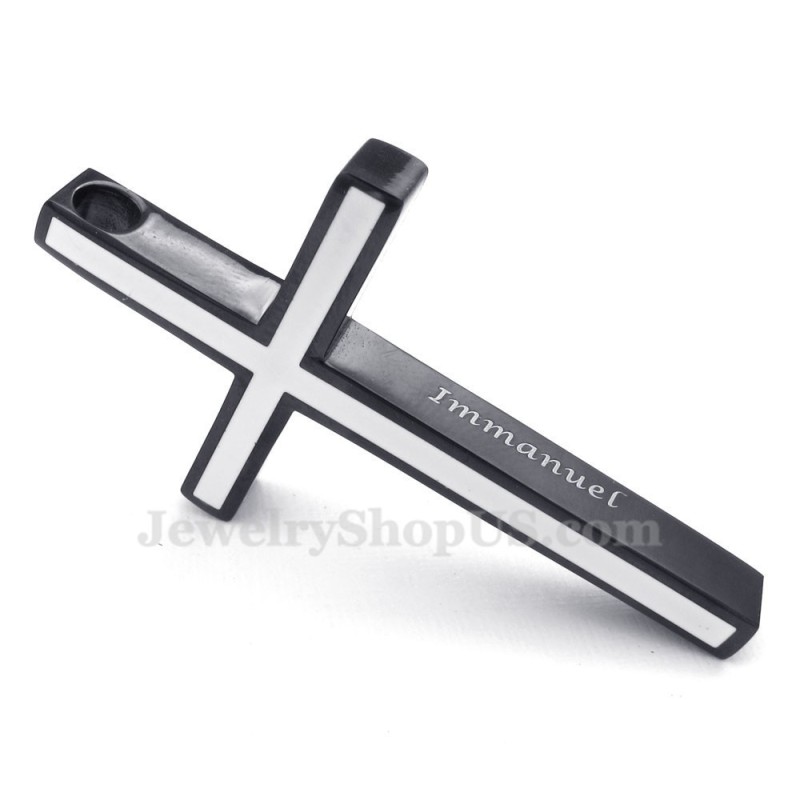 Eenvoudige Zwart-Witte Titanium Kruishangerketting (Gratis Ketting) Eenvoudige Zwart-Witte Titanium Kruishangerketting (Gratis Ketting)
