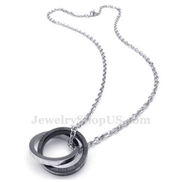 Titanium In Elkaar Grijpende Cirkels Hanger Ketting (Gratis Ketting) (Één Paar)