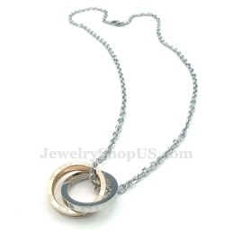Titanium In Elkaar Grijpende Cirkels Hanger Ketting (Gratis Ketting) (Één Paar)