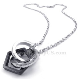 Titanium Koppels In Elkaar Grijpende Cirkels Harten Hanger Ketting (Gratis Ketting) (Één Paar)