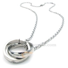 Ketting Met In Elkaar Grijpende Cirkels Van Titanium Voor Koppels (Gratis Ketting) (Één Paar)