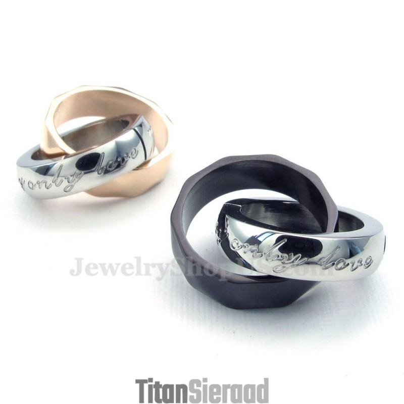 Titanium In Elkaar Grijpende Cirkels Hanger Ketting (Gratis Ketting) (Één Paar)