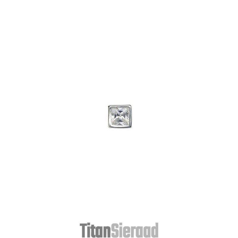 Zuiver Witte Vierkante Titanium Oorbellen Zuiver Witte Vierkante Titanium Oorbellen