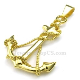Titanium Gouden Anker Hanger Ketting (Gratis Ketting)
