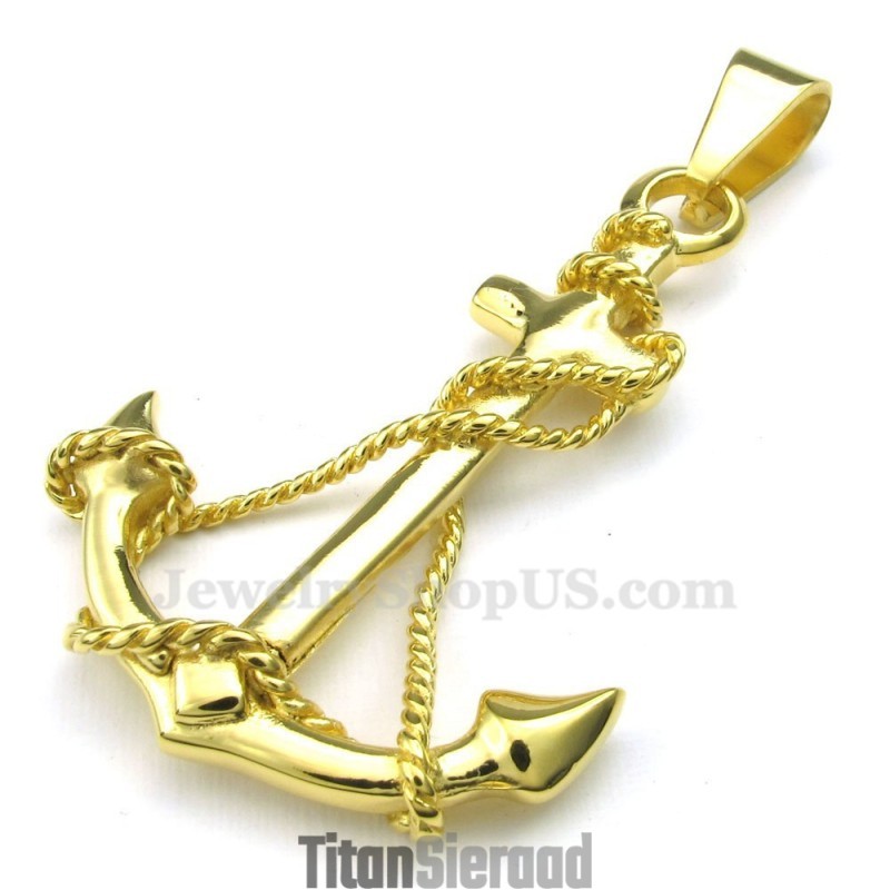 Titanium Gouden Anker Hanger Ketting (Gratis Ketting)