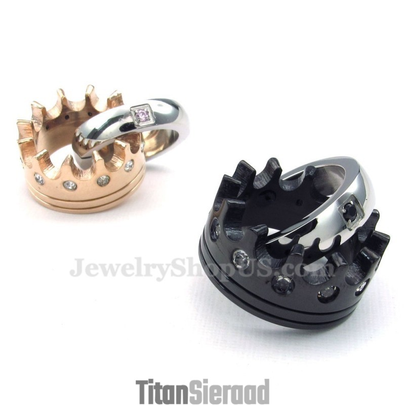 Titanium Imperial Crown Ringen Koppels Hanger Ketting (Gratis Ketting) (Eén Paar) Titanium Imperial Crown Ringen Koppels Hanger Ketting (Gratis Ketting) (Eén Paar)