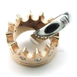 Titanium Imperial Crown Ringen Koppels Hanger Ketting (Gratis Ketting) (Eén Paar)