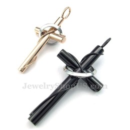 Titanium Kruisringen Koppelhanger Ketting (Gratis Ketting) (Één Paar)