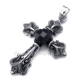 Zwarte Zirkonia Kruis Titanium Hanger Ketting (Gratis Ketting)