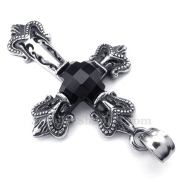 Zwarte Zirkonia Kruis Titanium Hanger Ketting (Gratis Ketting)
