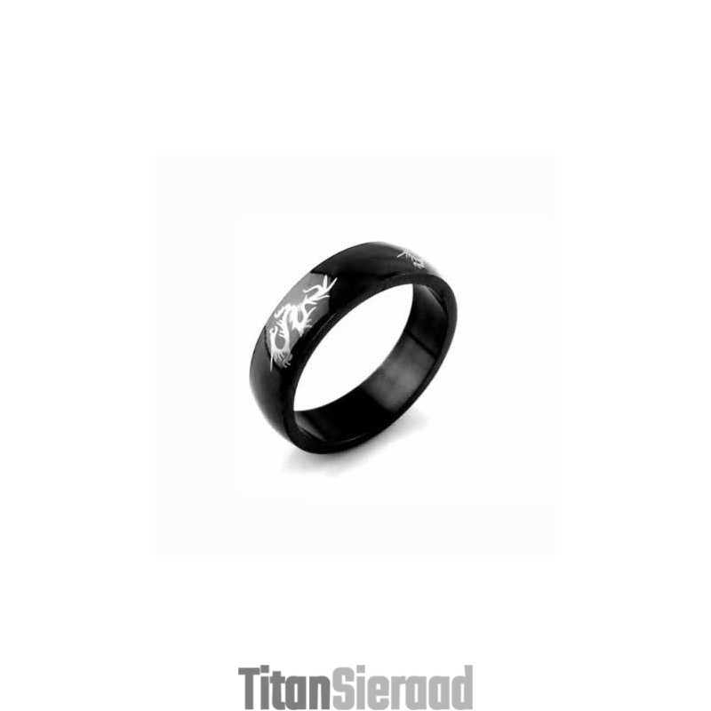 Dragon Heren 6Mm Zwarte Titanium Ring Dragon Heren 6Mm Zwarte Titanium Ring