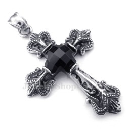 Zwarte Zirkonia Kruis Titanium Hanger Ketting (Gratis Ketting)