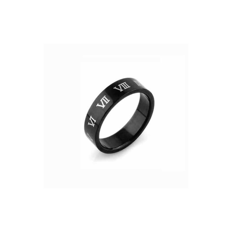 Romeinse Cijfers Heren 6 Mm Zwarte Titanium Ring Romeinse Cijfers Heren 6 Mm Zwarte Titanium Ring