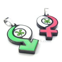Titanium Hanger Met Symbool Voor Jongens En Meisjes (Gratis Ketting) (Één Paar)