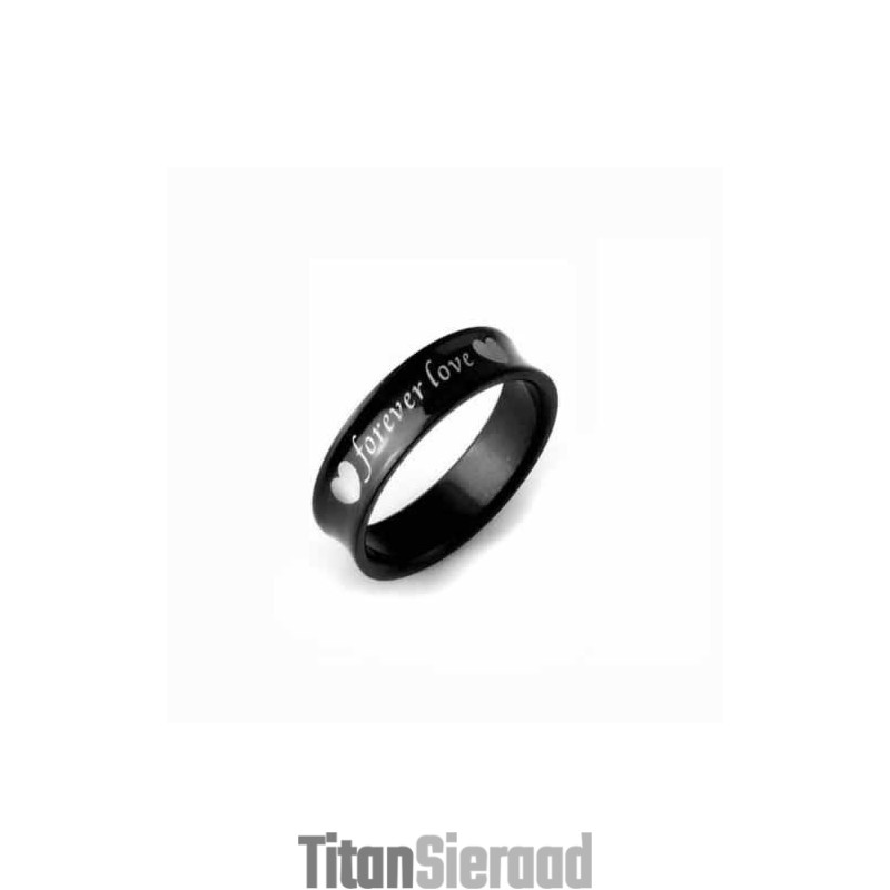 Forever Love Heren 6Mm Zwarte Titanium Ring Forever Love Heren 6Mm Zwarte Titanium Ring