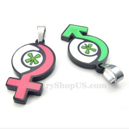 Titanium Hanger Met Symbool Voor Jongens En Meisjes (Gratis Ketting) (Één Paar)