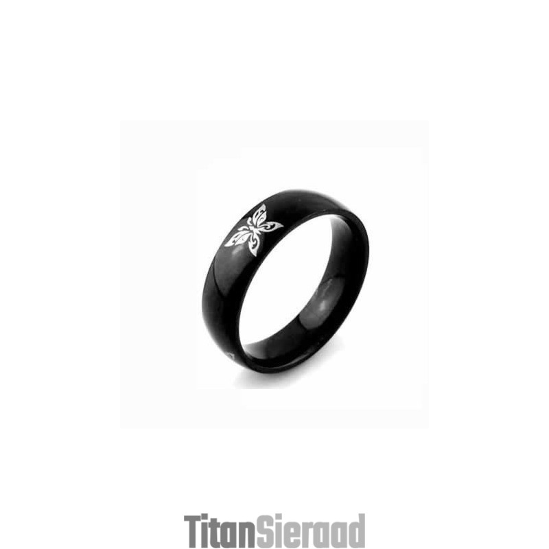 Vlinder Heren 6 Mm Zwarte Titanium Ring Vlinder Heren 6 Mm Zwarte Titanium Ring