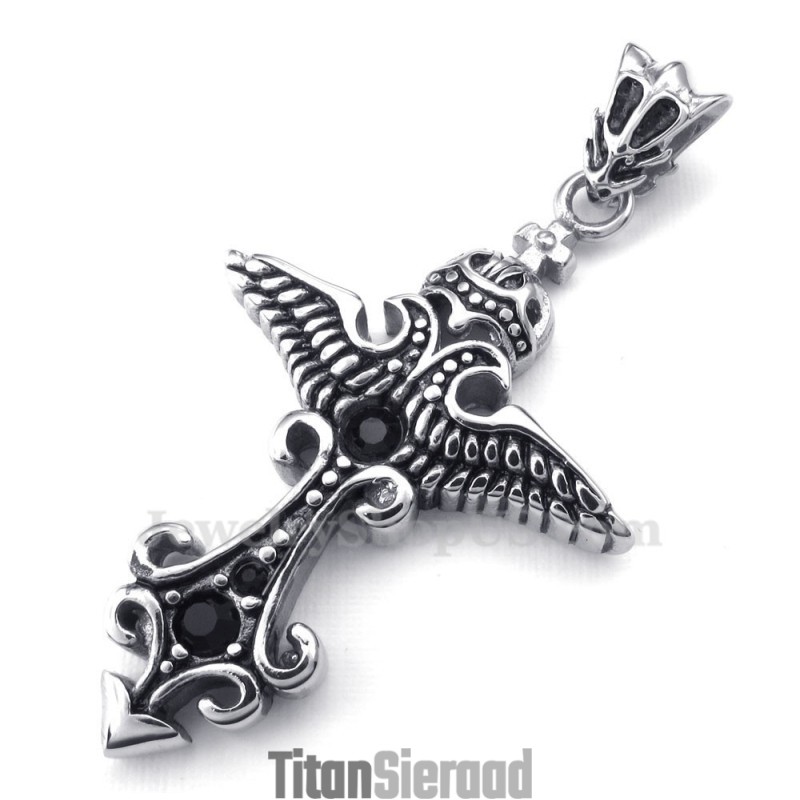 Zwarte Zirkoon Titanium Hanger Ketting (Gratis Ketting)