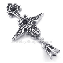 Zwarte Zirkoon Titanium Hanger Ketting (Gratis Ketting)