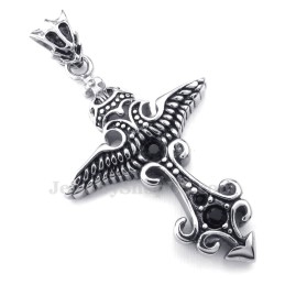 Zwarte Zirkoon Titanium Hanger Ketting (Gratis Ketting)