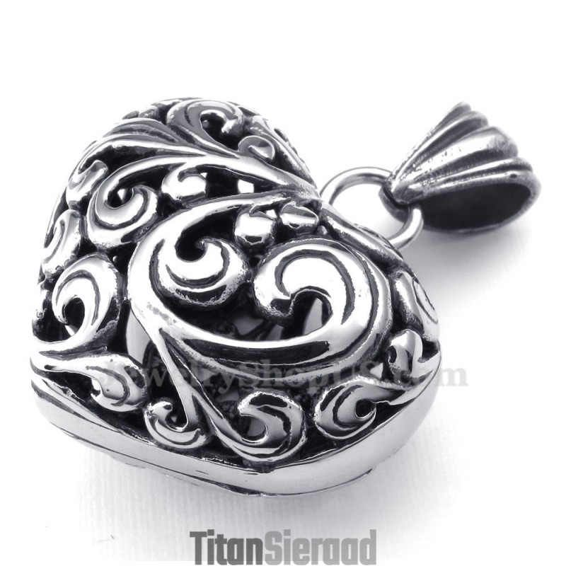 Titanium Holle Harten Hanger Ketting (Gratis Ketting)
