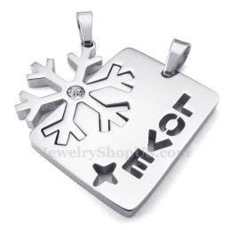 Zilveren Titanium Ketting Met Sneeuwvlokhanger (Gratis Ketting) (Één Paar)