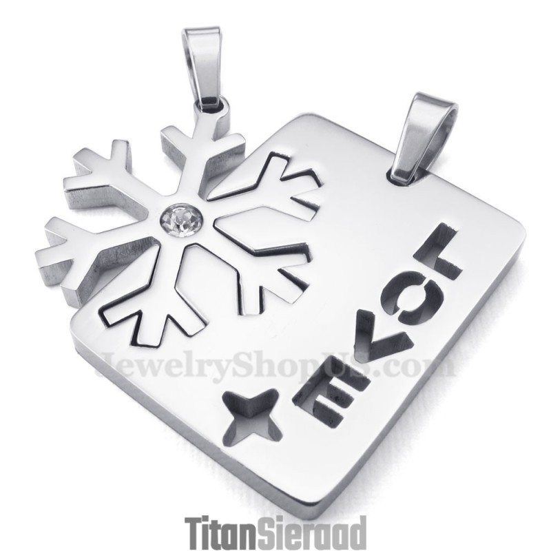 Zilveren Titanium Ketting Met Sneeuwvlokhanger (Gratis Ketting) (Één Paar) Zilveren Titanium Ketting Met Sneeuwvlokhanger (Gratis Ketting) (Één Paar)