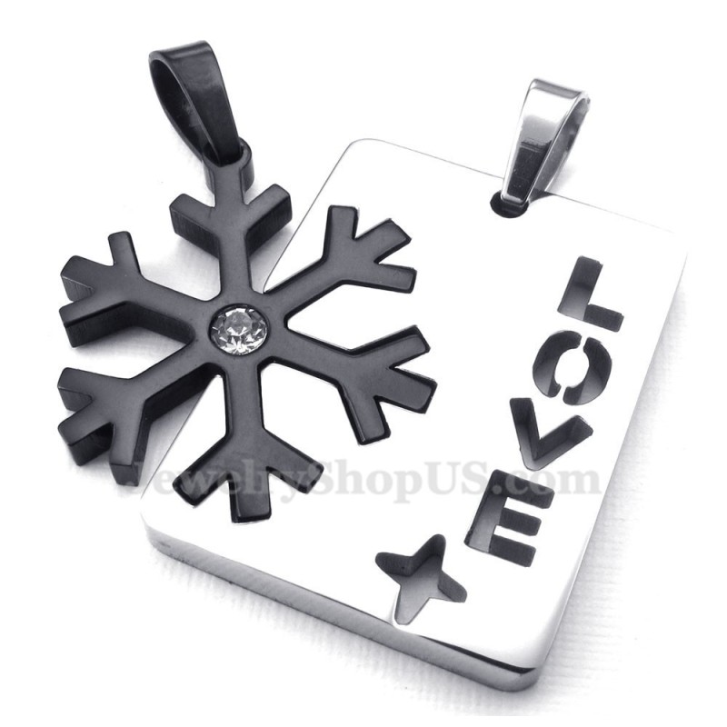 Titanium Zwarte Sneeuwvlok Hanger Ketting (Gratis Ketting) (Één Paar) Titanium Zwarte Sneeuwvlok Hanger Ketting (Gratis Ketting) (Één Paar)