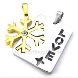 Titanium Gouden Sneeuwvlok Hanger Ketting Voor Koppels (Gratis Ketting) (Één Paar)