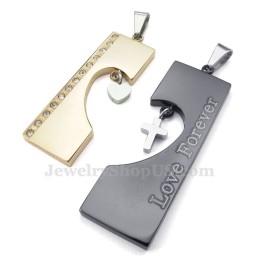 Dubbele Titanium Hartvormige Hangerketting (Gratis Ketting) (Één Paar)