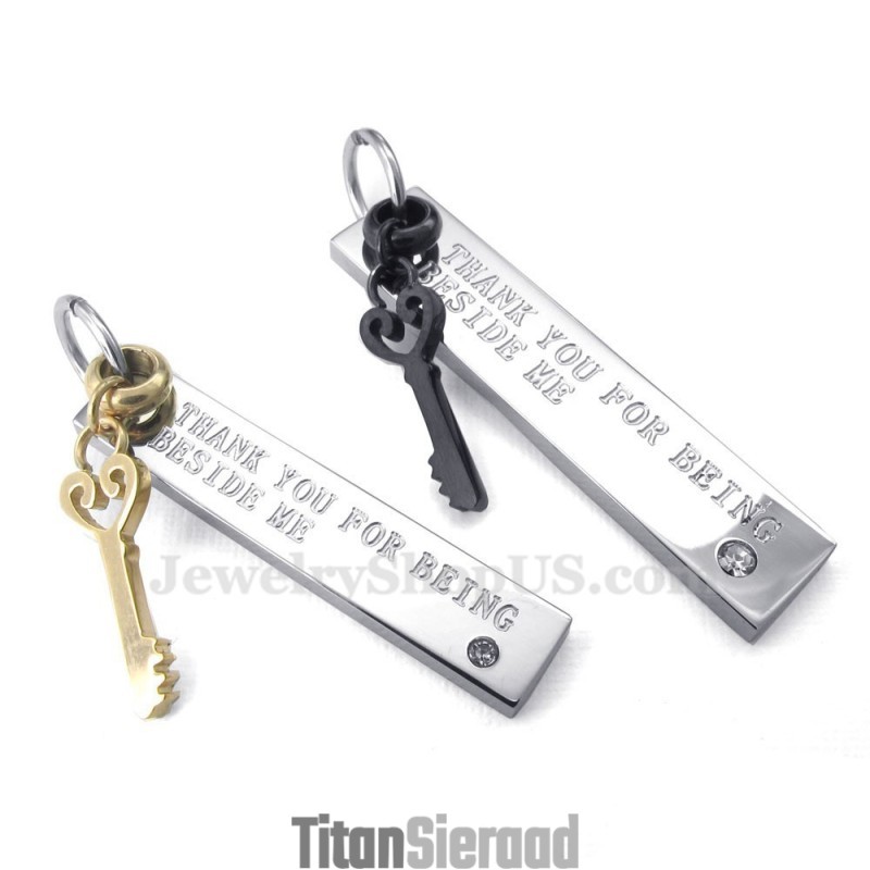 Titanium Sleutelkoppels Hanger Ketting (Gratis Ketting) (Één Paar)