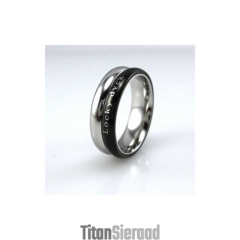 Locky Dvck Unisex 6Mm Zwarte Titanium Ring