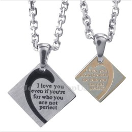 Titanium Vierkante Hangerketting Voor Koppels (Gratis Ketting) (Één Paar)