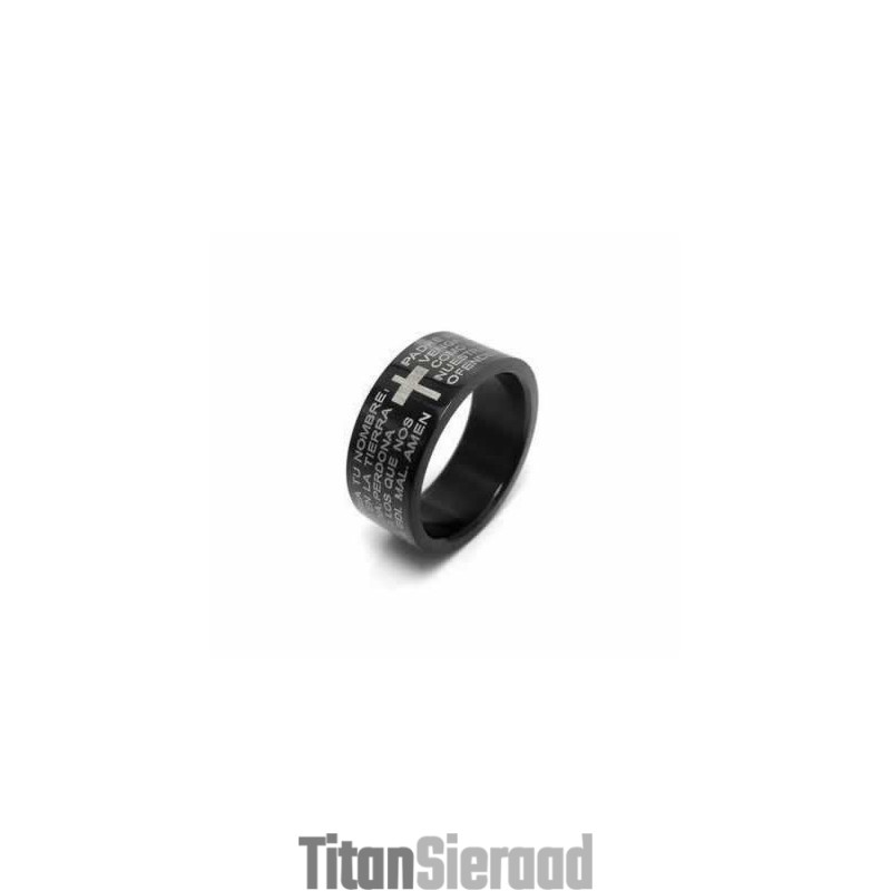 Bijbelkruis Heren 6Mm Zwarte Titanium Ring Bijbelkruis Heren 6Mm Zwarte Titanium Ring