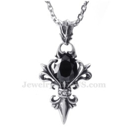Zwarte Zirkoon Titanium Hanger Ketting (Gratis Ketting)