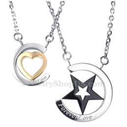 Titanium Sart En Harten Koppels Hanger Ketting (Gratis Ketting) (Eén Paar)