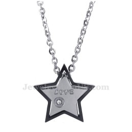 Titanium Vijfpuntige Ster Hanger Ketting Voor Koppels (Gratis Ketting) (Één Paar)
