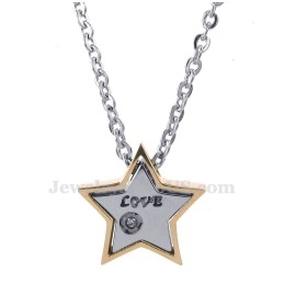 Titanium Vijfpuntige Ster Hanger Ketting Voor Koppels (Gratis Ketting) (Één Paar)