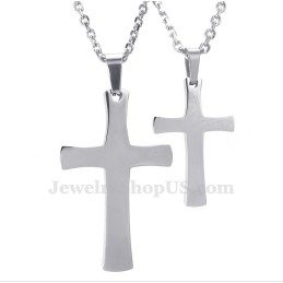 Zilveren Titanium Kruishanger Ketting (Gratis Ketting) (Één Paar)