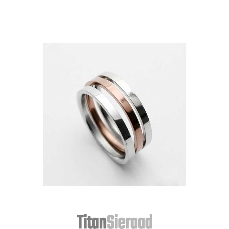 Heren 6 Mm Goud- En Zilverkleurige Titanium Ring Heren 6 Mm Goud- En Zilverkleurige Titanium Ring