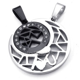 Titanium Maan En Sterren Koppels Hanger Ketting (Gratis Ketting) (Eén Paar)