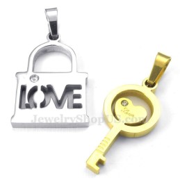 Titanium Gouden Sleutelhanger Ketting (Gratis Ketting) (Één Paar)